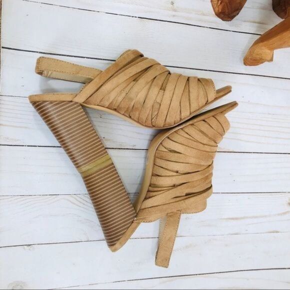 Coconuts by Matisse Mona Faux Suede Strappy Slingback Block Heels Size 9 - Picture 4 of 7